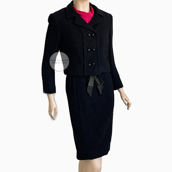 Vintage Dresses & Skirts - Vintage Adele Simpson Dress Suit Boucle/Silk 50s